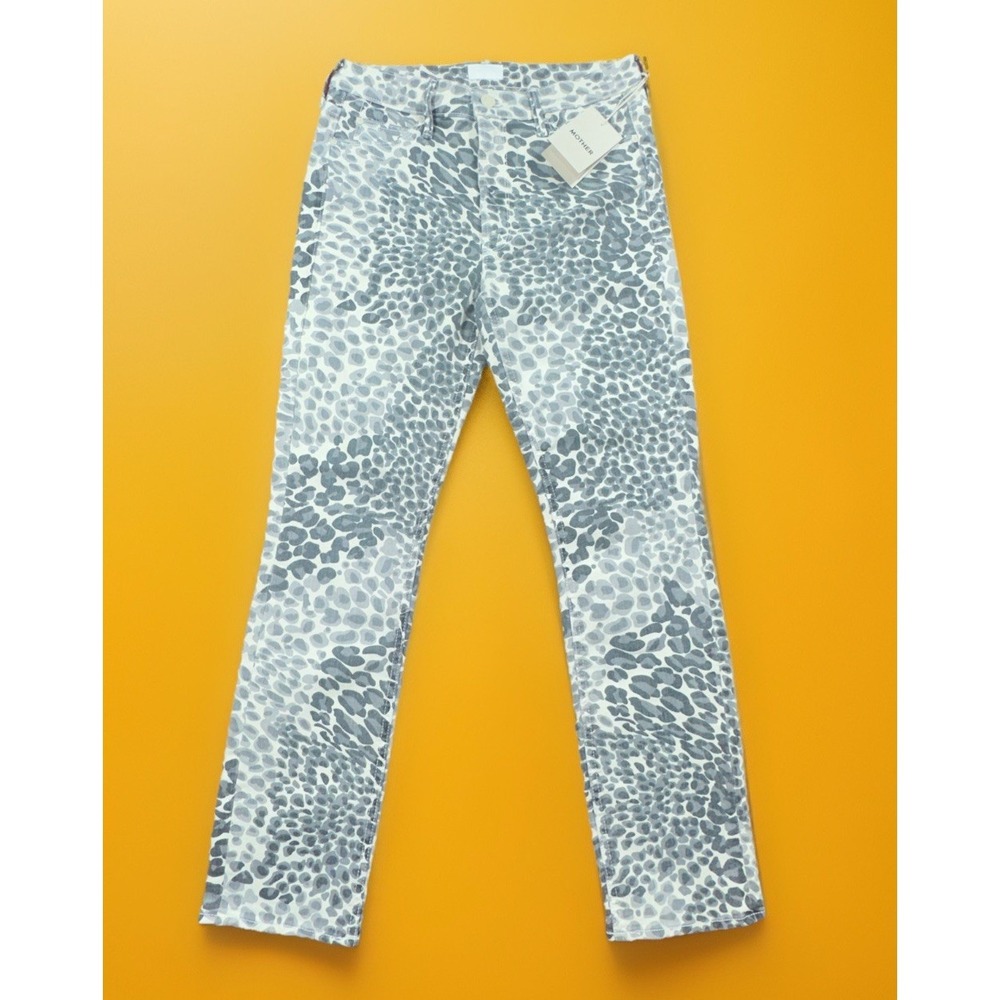 Mother The Dazzler Mid Rise Ankle Jeans Size 27 Shadow Leopard Print NWT
